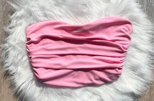 Blogger Fave Pink Strapless Structured Corset Crop Top thumbnail 3