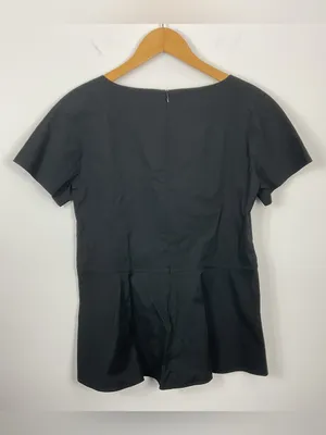Lafayette 148 Black Short Sleeve Blouse Womens Size 6 thumbnail 3