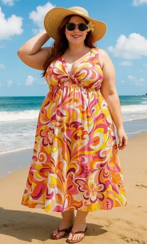 Chloe + Rene Maxi Dress Sunny swirl retro Print Boho print Summer Beachy Size L thumbnail 1