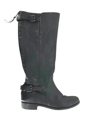 J.Crew Emmett Black Leather Tall Riding Boots Size 7.5 Classic Equestrian Style thumbnail 1