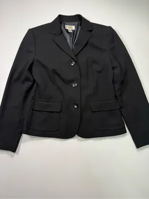 Talbots 100% Wool Black Tailored Blazer with Notch Lapel thumbnail 2