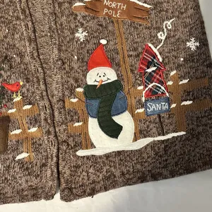 Vintag Bobbie Brooks Sweater Vest Sz XL 14/16 Winter Snowman Cardinal North Pole thumbnail 1