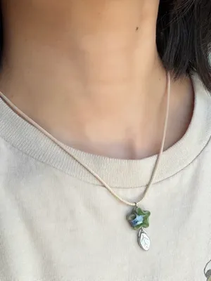 Handmade green ceramic star boho fairy cottage y2k necklace⭐️💚 thumbnail 3
