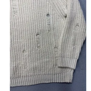 Bishop + Young Sweater Small Distressed Chunky Knit Cream Raglan Long Sleeve thumbnail 6