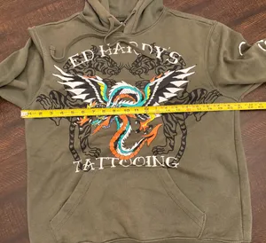 Ed Hardy Dragon Tiger Tattoing Sweatshirt Hoodie Green Men's S thumbnail 8