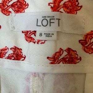 Ann Taylor Loft Riviera Floral Block Print Shorts • Red + White Chino Size 8 thumbnail 8