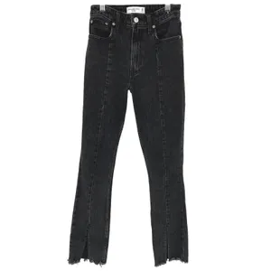 Abercrombie & Fitch The Skinny High Rise‎ Black Jeans Womens 24 Raw Hem EUC thumbnail 2