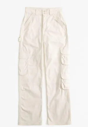 Abercrombie Women's Cream Relaxed Cargo Pants thumbnail 3