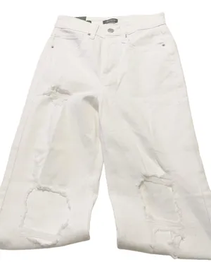 Wild Fable NWT  Highest Rise Distressed Straight White Jeans thumbnail 1