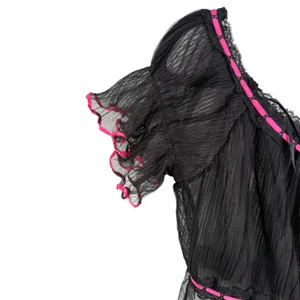 Victoria's Secret Vintage Y2K Sheer Black Pink Tie Topper Topper Medium Large thumbnail 4