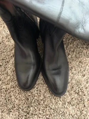 Zara Knee High Mid Heel Leather Boots Size 6 or 36 thumbnail 6