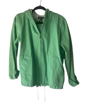 Denim & CO Women's Size Medium Kelly Green Western Chore Coat‎ Jacket thumbnail 1