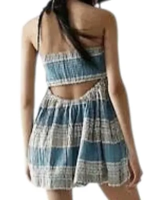 Free People Barbara Plaid Babydoll Strapless Romper thumbnail 4