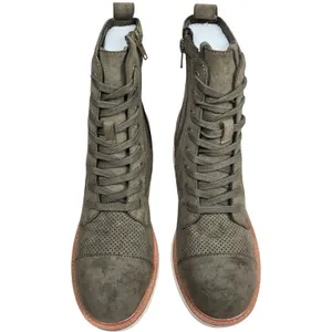 MIA Womens‎ Olive Green Perforated Lace Up Ankle Boots Lug Heel Side Zip 6.5 NEW thumbnail 4