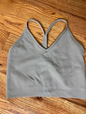 SET Active Seamless V-Neck Crop Bralette - Taupe thumbnail 2