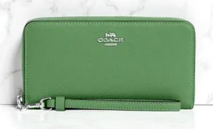 Coach Long Zip Around Wallet in Soft Green Leather C4451 thumbnail 1