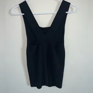Madewell blouse black knit size medium stretch summer thumbnail 3