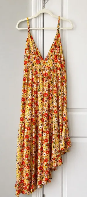 Arizona Jeans Floral Sundress XL • Boho Yellow Maxi Dress thumbnail 1