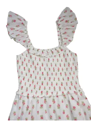 NWT LoveShackFancy Guinevere Maxi in Cerise Pink Floral Cotton Smocked Dress XS thumbnail 6