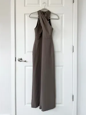 Aritzia Wilfred Pageturner Halter Jumpsuit in Taupe Crepe NWT thumbnail 4
