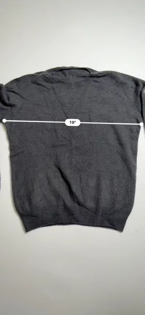 Preppy Basic Dark Grey Stretchy Crewneck Long Sleeve Knit Sweater thumbnail 4