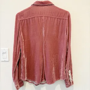 FREE PEOPLE x CP SHADES Cara Velvet Button Down‎ Shirt in Pink size Small thumbnail 3