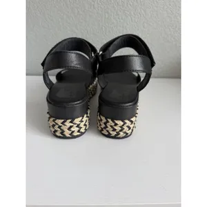 SOREL Cameron Flatform Sandals Women's 9 Black Leather Platform NL4012-010 thumbnail 10
