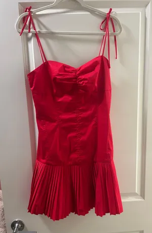 Red Sundress With Bow Tie Sleeves thumbnail 2