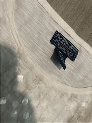 Polo by Ralph Lauren White Short Sleeve Tee with Sequin Accent thumbnail 2