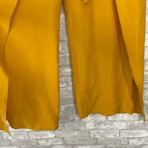 Lulus Bright and Breezy Marigold Tie-Front Culotte Side Slit Pants thumbnail 3