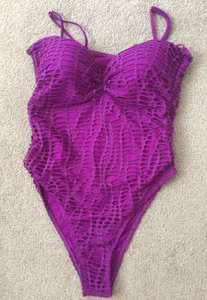 Matte Collection Fuchsia/Purple Cutout Overlay Swimsuit- Sz Lg- Nwot thumbnail 1