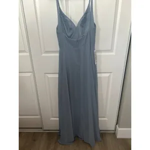 NWT Azazie Davis Bridesmaid Dress Chiffon Long Formal Gown Dusty Blue A4‎ thumbnail 5
