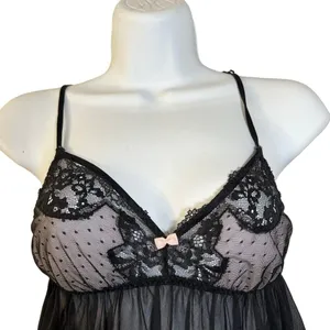 Victoria's Secret Sheer Black Pink Babydoll Lingerie Top Size Small thumbnail 5