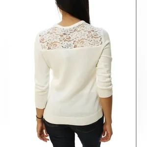Lauren Ralph Lauren White Floral Lace‎ Crew Neck 3/4 Sleeve Crewneck Sweater thumbnail 5