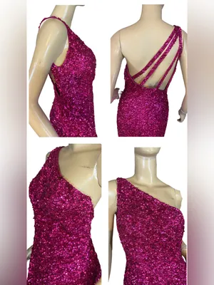 Sherri Hill Pink Sequin Maxi Dress W/Dramatic Side Slit Dress (6) thumbnail 8
