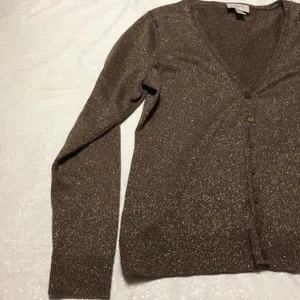 LOFT Brown Glitter Cardigan M thumbnail 2