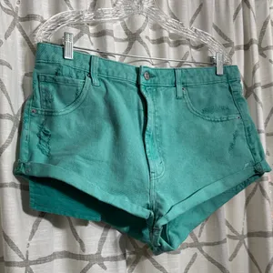 Wild Fable Highest Rise Cheeky Aqua Jean Shorts thumbnail 2