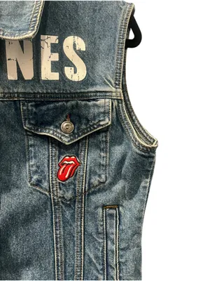 Rolling Stones Forever 21 Denim Vest Medium Back Patch Rock Band Concert Jean M thumbnail 4