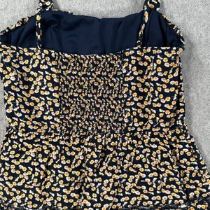 Row A Floral Mini Dress Size Small Navy Blue/Yellow Ruffle Tiered Sundress thumbnail 8