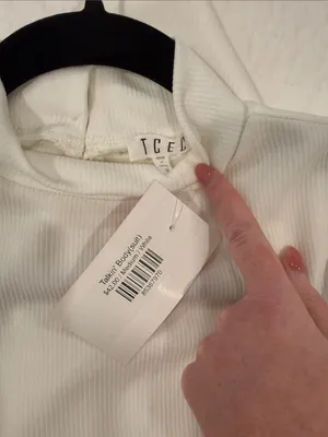 NWT TCEC White Ruffle-Sleeve Ribbed Bodysuit thumbnail 2