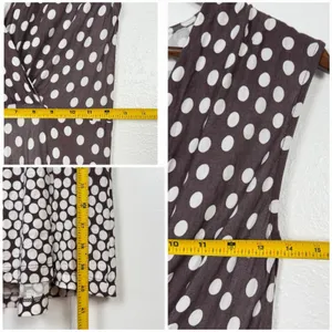 LASCANA Polka Dot Faux Wrap Midi Dress 6 Brown White Retro Pinup thumbnail 6