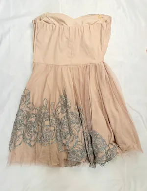 Teeze Me Lace/Mesh Strapless Glitter Homecoming Mini Dress - Blush Pink - 7 thumbnail 7