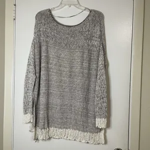 Free People Haiku Pullover Sweater open knit tunic beige ivory size small thumbnail 5