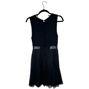 Alice + Olivia Mini Dress Leather Trim Women's Black Size Small thumbnail 3