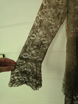 Lace Sheer Open-Front Tunic Cardigan - Taupe Ombre STUNNING LACE Medium thumbnail 4
