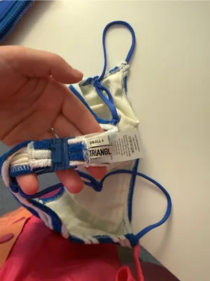 triangl swimwear Blue & White Striped Bikini Top thumbnail 3