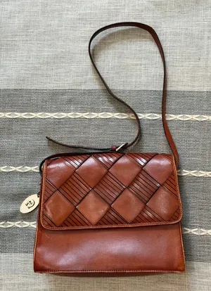 Vintage Brown Woven Leather Etienne Aigner Boho Purse Handbag thumbnail 1