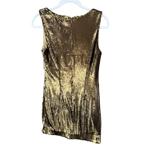 NBD Dinara Mini Dress Womens S Gold Sequin‎ Asymmetrical Sparkly Night Out Party thumbnail 8