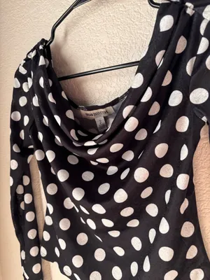 Polka Dot Long Sleeve Cowl neck Top thumbnail 4