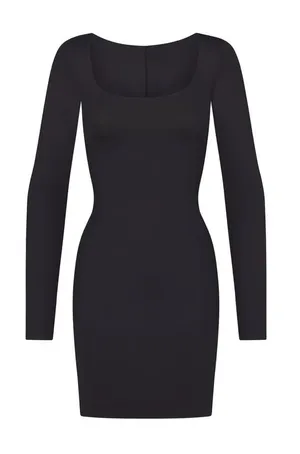 NWT SKIMS Body Long Sleeve Slip Dress‎ 4113 Size S Onyx black SOLD OUT thumbnail 1